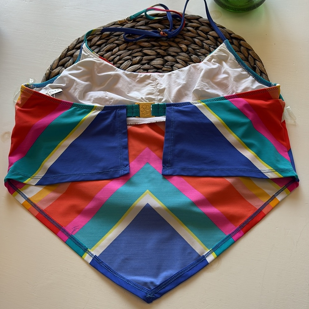Trina Turk Sunset Chevron Handkerchief Tankini Top & Bottom Swimsuit Set size 12 - Picture 6 of 12